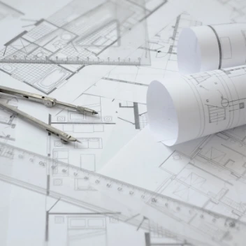 Pläne von Architekten für Bauarbeiten